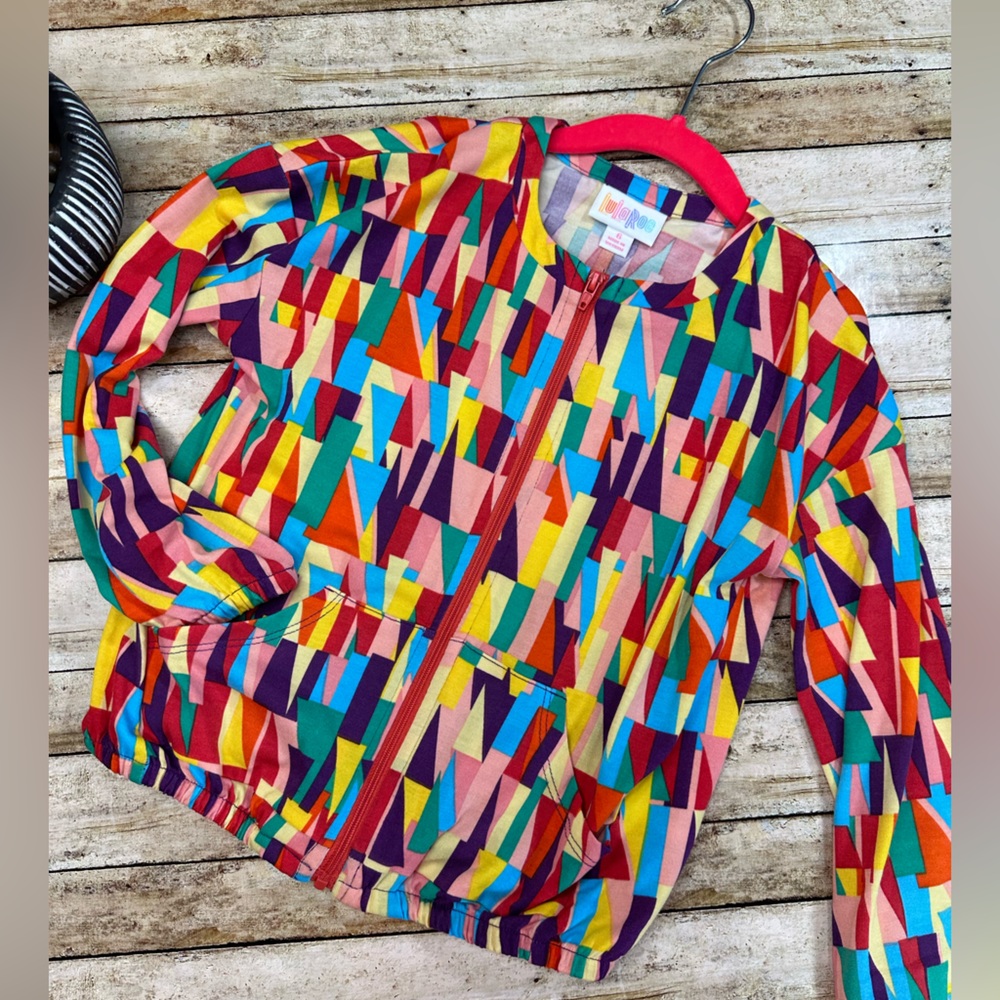 Fun Multi Color Rainbow Kids Jacket (vaulted LuLaRoe Monroe, vintage LLR)